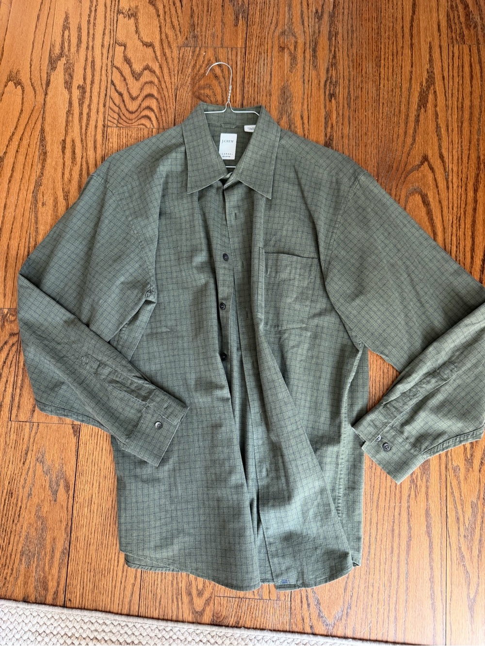 J. Crew Olive Green Button-Down Check Shirt